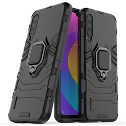 Black Panther Armor Metal Ring Grip Shockproof Dual Layer Rugged Hard Cover for Xiaomi Mi CC9e - Black