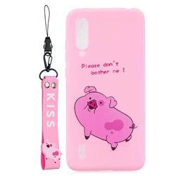 Pink Cute Pig Soft Kiss Candy Hand Strap Silicone Case for Xiaomi Mi CC9e