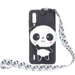 White Panda Neck Lanyard Zipper Wallet Silicone Case for Xiaomi Mi CC9e