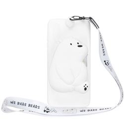 White Polar Bear Neck Lanyard Zipper Wallet Silicone Case for Xiaomi Mi CC9e
