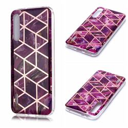 Purple Rhombus Galvanized Rose Gold Marble Phone Back Cover for Xiaomi Mi CC9e