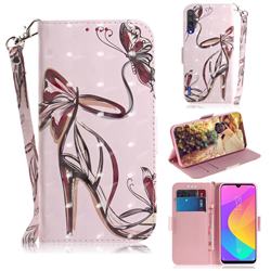 Butterfly High Heels 3D Painted Leather Wallet Phone Case for Xiaomi Mi CC9e