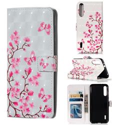 Butterfly Sakura Flower 3D Painted Leather Phone Wallet Case for Xiaomi Mi CC9e