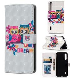 Couple Owl 3D Painted Leather Phone Wallet Case for Xiaomi Mi CC9e