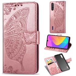 Embossing Mandala Flower Butterfly Leather Wallet Case for Xiaomi Mi CC9e - Rose Gold