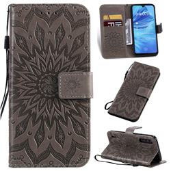 Embossing Sunflower Leather Wallet Case for Xiaomi Mi CC9e - Gray