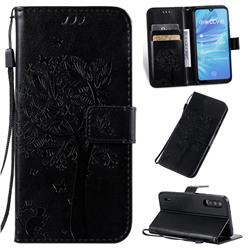 Embossing Butterfly Tree Leather Wallet Case for Xiaomi Mi CC9e - Black