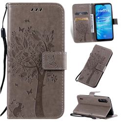 Embossing Butterfly Tree Leather Wallet Case for Xiaomi Mi CC9e - Grey