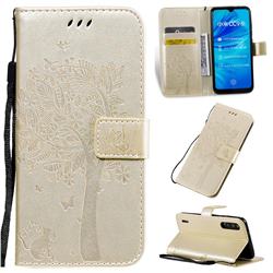 Embossing Butterfly Tree Leather Wallet Case for Xiaomi Mi CC9e - Champagne