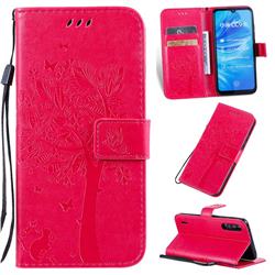Embossing Butterfly Tree Leather Wallet Case for Xiaomi Mi CC9e - Rose