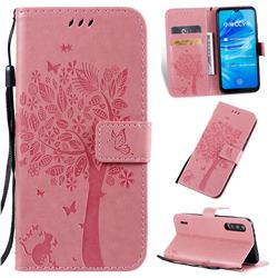 Embossing Butterfly Tree Leather Wallet Case for Xiaomi Mi CC9e - Pink