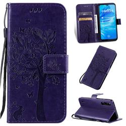 Embossing Butterfly Tree Leather Wallet Case for Xiaomi Mi CC9e - Purple