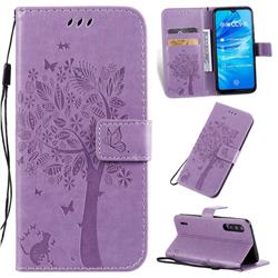 Embossing Butterfly Tree Leather Wallet Case for Xiaomi Mi CC9e - Violet