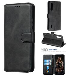 Retro Calf Matte Leather Wallet Phone Case for Xiaomi Mi CC9e - Black