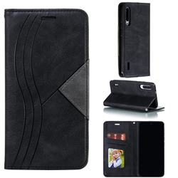 Retro S Streak Magnetic Leather Wallet Phone Case for Xiaomi Mi CC9e - Black