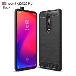 Luxury Carbon Fiber Brushed Wire Drawing Silicone TPU Back Cover for Xiaomi Redmi K20 / K20 Pro - Black