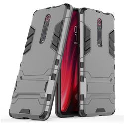 Armor Premium Tactical Grip Kickstand Shockproof Dual Layer Rugged Hard Cover for Xiaomi Redmi K20 / K20 Pro - Gray