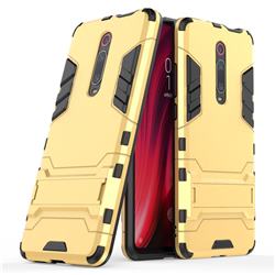 Armor Premium Tactical Grip Kickstand Shockproof Dual Layer Rugged Hard Cover for Xiaomi Redmi K20 / K20 Pro - Golden