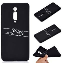 Handshake Chalk Drawing Matte Black TPU Phone Cover for Xiaomi Redmi K20 / K20 Pro