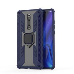 Predator Armor Metal Ring Grip Shockproof Dual Layer Rugged Hard Cover for Xiaomi Redmi K20 / K20 Pro - Blue