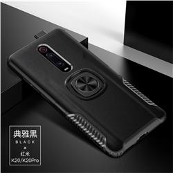 Knight Armor Anti Drop PC + Silicone Invisible Ring Holder Phone Cover for Xiaomi Redmi K20 / K20 Pro - Black