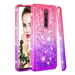 Diamond Frame Liquid Glitter Quicksand Sequins Phone Case for Xiaomi Redmi K20 / K20 Pro - Pink Purple
