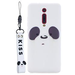 White Feather Panda Soft Kiss Candy Hand Strap Silicone Case for Xiaomi Redmi K20 / K20 Pro