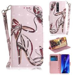 Butterfly High Heels 3D Painted Leather Wallet Phone Case for Xiaomi Redmi K20 / K20 Pro