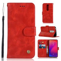 Luxury Retro Leather Wallet Case for Xiaomi Redmi K20 / K20 Pro - Red