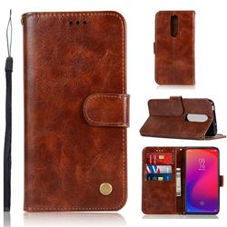 Luxury Retro Leather Wallet Case for Xiaomi Redmi K20 / K20 Pro - Brown