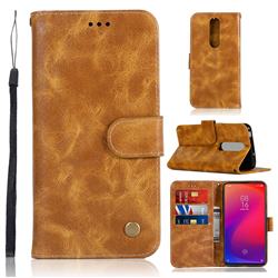 Luxury Retro Leather Wallet Case for Xiaomi Redmi K20 / K20 Pro - Golden