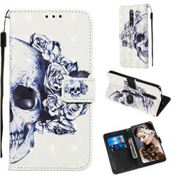 Skull Flower 3D Painted Leather Wallet Case for Xiaomi Redmi K20 / K20 Pro