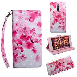 Peach Blossom 3D Painted Leather Wallet Case for Xiaomi Redmi K20