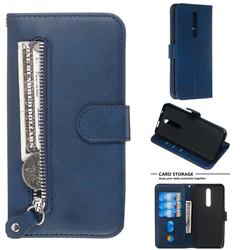 Retro Luxury Zipper Leather Phone Wallet Case for Xiaomi Redmi K20 / K20 Pro - Blue