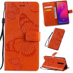 Embossing 3D Butterfly Leather Wallet Case for Xiaomi Redmi K20 / K20 Pro - Orange