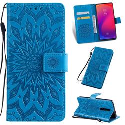 Embossing Sunflower Leather Wallet Case for Xiaomi Redmi K20 / K20 Pro - Blue