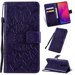 Embossing Sunflower Leather Wallet Case for Xiaomi Redmi K20 / K20 Pro - Purple