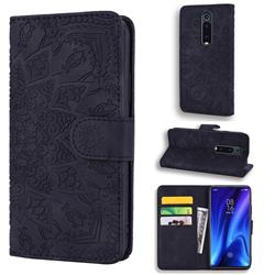 Retro Embossing Mandala Flower Leather Wallet Case for Xiaomi Redmi K20 / K20 Pro - Black