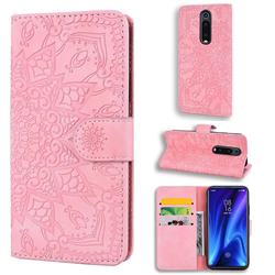 Retro Embossing Mandala Flower Leather Wallet Case for Xiaomi Redmi K20 / K20 Pro - Pink