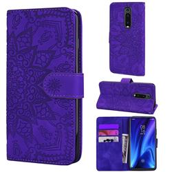 Retro Embossing Mandala Flower Leather Wallet Case for Xiaomi Redmi K20 / K20 Pro - Purple