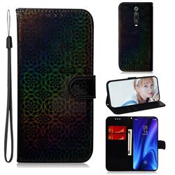 Laser Circle Shining Leather Wallet Phone Case for Xiaomi Redmi K20 / K20 Pro - Black