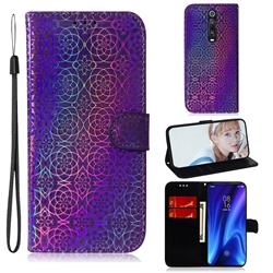 Laser Circle Shining Leather Wallet Phone Case for Xiaomi Redmi K20 / K20 Pro - Purple