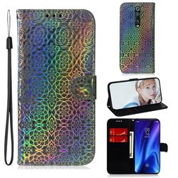 Laser Circle Shining Leather Wallet Phone Case for Xiaomi Redmi K20 / K20 Pro - Silver