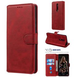 Retro Calf Matte Leather Wallet Phone Case for Xiaomi Redmi K20 / K20 Pro - Red