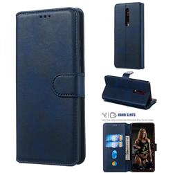 Retro Calf Matte Leather Wallet Phone Case for Xiaomi Redmi K20 / K20 Pro - Blue