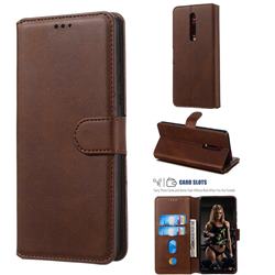 Retro Calf Matte Leather Wallet Phone Case for Xiaomi Redmi K20 / K20 Pro - Brown