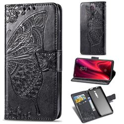 Embossing Mandala Flower Butterfly Leather Wallet Case for Xiaomi Redmi K20 / K20 Pro - Black