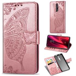 Embossing Mandala Flower Butterfly Leather Wallet Case for Xiaomi Redmi K20 / K20 Pro - Rose Gold