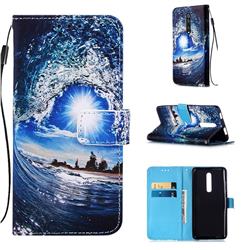 Waves and Sun Matte Leather Wallet Phone Case for Xiaomi Redmi K20 / K20 Pro