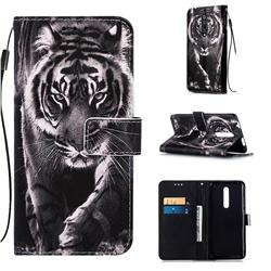 Black and White Tiger Matte Leather Wallet Phone Case for Xiaomi Redmi K20 / K20 Pro